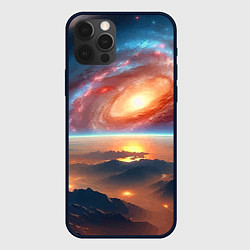 Чехол для iPhone 12 Pro Max Разноцветная далёкая галактика - неоновое свечение, цвет: 3D-черный