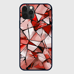 Чехол для iPhone 12 Pro Max Чёрно-красная абстракция и чёрные полосы, цвет: 3D-черный