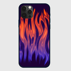 Чехол для iPhone 12 Pro Max Сиреневое пламя, цвет: 3D-черный