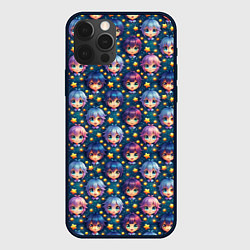 Чехол для iPhone 12 Pro Max Аниме персонажи паттерн, цвет: 3D-черный