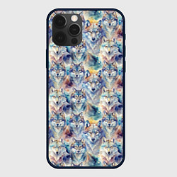 Чехол для iPhone 12 Pro Max Волки паттерн, цвет: 3D-черный