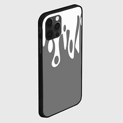 Чехол для iPhone 12 Pro Max Потеки белой краски на сером фоне, цвет: 3D-черный — фото 2