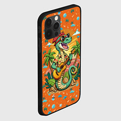 Чехол для iPhone 12 Pro Max Веселая змея играет на гитаре, цвет: 3D-черный — фото 2