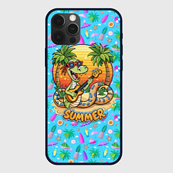 Чехол для iPhone 12 Pro Max Змейка на летнем вайбе с гитарой, цвет: 3D-черный