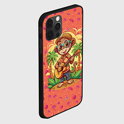 Чехол для iPhone 12 Pro Max Обезьянка с гитарой летний вайб, цвет: 3D-черный — фото 2