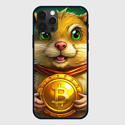 Чехол для iPhone 12 Pro Max Хомяк держит биток, цвет: 3D-черный