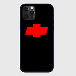 Чехол для iPhone 12 Pro Max Chevrolet red logo, цвет: 3D-черный