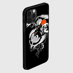 Чехол для iPhone 12 Pro Max Японские журавли - брачный танец, цвет: 3D-черный — фото 2