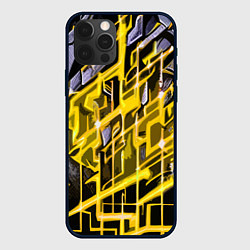 Чехол для iPhone 12 Pro Max Yellow and white abstraction, цвет: 3D-черный