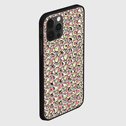 Чехол для iPhone 12 Pro Max Абстрактный паттерн салатово-розовый, цвет: 3D-черный — фото 2