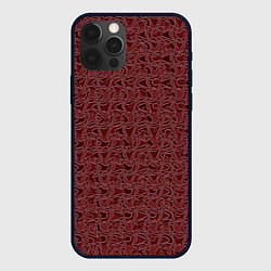 Чехол для iPhone 12 Pro Max Тёмный красно-коричневый узорный, цвет: 3D-черный
