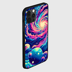 Чехол для iPhone 12 Pro Max Разноцветный бескрайний космос - нейросеть, цвет: 3D-черный — фото 2