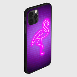 Чехол для iPhone 12 Pro Max Розовый неоновый фламинго, цвет: 3D-черный — фото 2