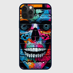 Чехол для iPhone 12 Pro Max Crazy color skull - graffiti, цвет: 3D-черный