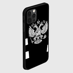 Чехол для iPhone 12 Pro Max Герб РФ полосы, цвет: 3D-черный — фото 2