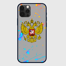 Чехол для iPhone 12 Pro Max Герб рф огонь краски, цвет: 3D-черный