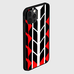 Чехол для iPhone 12 Pro Max White and red lines on a black background, цвет: 3D-черный — фото 2