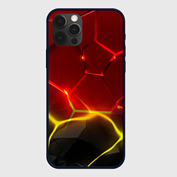 Чехол для iPhone 12 Pro Max Неоновые красные плиты с ярким светом, цвет: 3D-черный