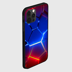 Чехол для iPhone 12 Pro Max Красные и синие неоновые плиты в разломе, цвет: 3D-черный — фото 2