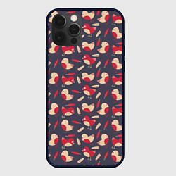 Чехол для iPhone 12 Pro Max Паттерн с птицами и перьями, цвет: 3D-черный