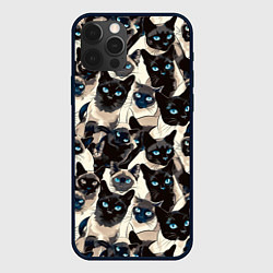 Чехол для iPhone 12 Pro Max Сиамские кошки, цвет: 3D-черный