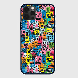 Чехол для iPhone 12 Pro Max Весёлые лица абстрактные, цвет: 3D-черный