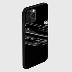 Чехол для iPhone 12 Pro Max Герб РФ полосы геометрия, цвет: 3D-черный — фото 2