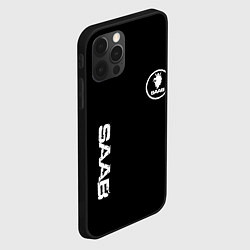 Чехол для iPhone 12 Pro Max SAAB logo white, цвет: 3D-черный — фото 2