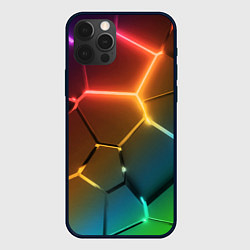Чехол для iPhone 12 Pro Max Радужные неоновые плиты в разломе, цвет: 3D-черный