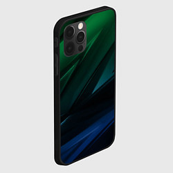 Чехол для iPhone 12 Pro Max Зелено-синие абстрактные объемные полосы, цвет: 3D-черный — фото 2