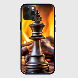 Чехол для iPhone 12 Pro Max Шахматы - король на фоне огня, цвет: 3D-черный
