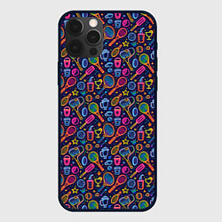 Чехол для iPhone 12 Pro Max Яркий неоновый принт спортивный, цвет: 3D-черный