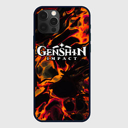 Чехол для iPhone 12 Pro Max Genshin Impact red lava, цвет: 3D-черный