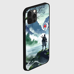 Чехол для iPhone 12 Pro Max Самурай на берегу горного озера - нейросеть, цвет: 3D-черный — фото 2