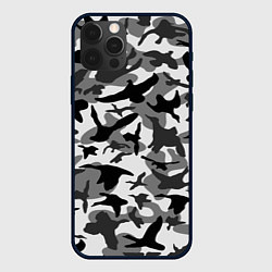 Чехол для iPhone 12 Pro Max Камуфляж птицы чёрный, цвет: 3D-черный