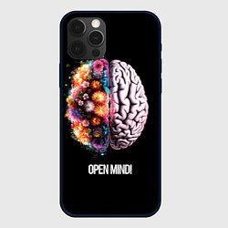 Чехол для iPhone 12 Pro Max Открой разум: мозг с цветами - Open mind, цвет: 3D-черный