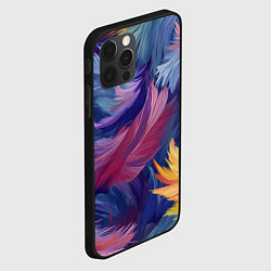 Чехол для iPhone 12 Pro Max Радужные перья, цвет: 3D-черный — фото 2