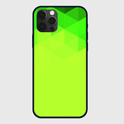 Чехол для iPhone 12 Pro Max Кислотная геометрия лайм, цвет: 3D-черный