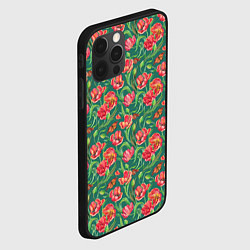 Чехол для iPhone 12 Pro Max Тюлпаны с бабочками, цвет: 3D-черный — фото 2