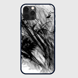 Чехол для iPhone 12 Pro Max Серый абстрактный серо-черный шрих, цвет: 3D-черный