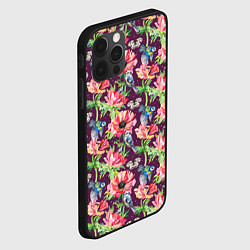 Чехол для iPhone 12 Pro Max Птицы и цветы, цвет: 3D-черный — фото 2