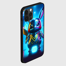 Чехол для iPhone 12 Pro Max Neon cyber Pikachu made of metal steel - ai art, цвет: 3D-черный — фото 2