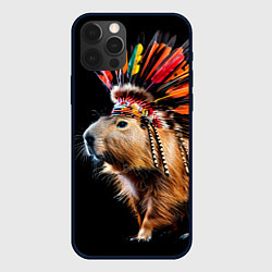 Чехол для iPhone 12 Pro Max Капибара индеец, цвет: 3D-черный