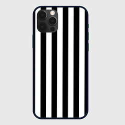 Чехол для iPhone 12 Pro Max Вертикальные черно белые полосы, цвет: 3D-черный