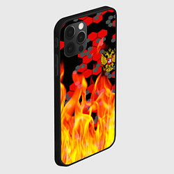Чехол для iPhone 12 Pro Max Герб РФ броня в огне, цвет: 3D-черный — фото 2