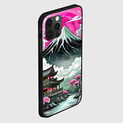 Чехол для iPhone 12 Pro Max Японский вулкан и деревья, цвет: 3D-черный — фото 2