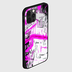 Чехол для iPhone 12 Pro Max Бело-розовая абстракция на чёрном фоне, цвет: 3D-черный — фото 2