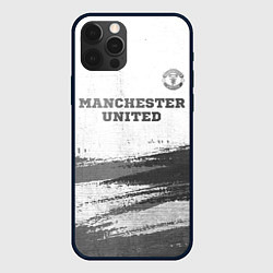 Чехол для iPhone 12 Pro Max Manchester United - white gradient посередине, цвет: 3D-черный