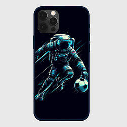 Чехол для iPhone 12 Pro Max Космонавт играет в футбол в космосе, цвет: 3D-черный