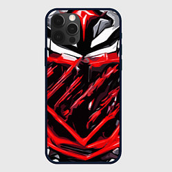 Чехол для iPhone 12 Pro Max Red and white abstraction on a black background, цвет: 3D-черный
